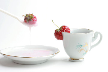 Dessert with yogurt and strawberry