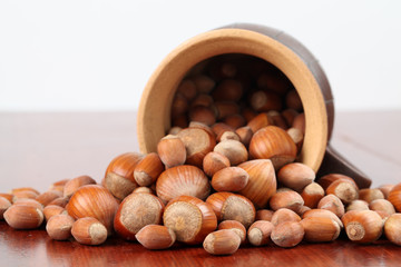 Different-sized hazelnuts