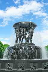 Bronze fountain. Sculpture park in Oslo, Norway