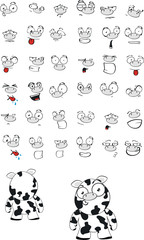 cow cartoon set