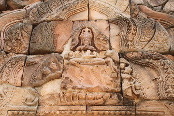 ancient art carving on gable of Prasat Khao Panom Rung, Buriram
