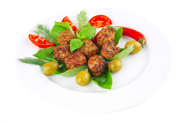 meat balls on basil leaf