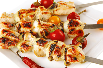 chicken shish kebab with vegetables