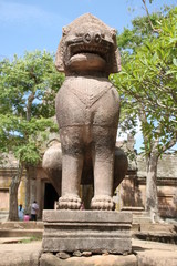 Fototapeta na wymiar ancient lion statue around Prasat Khao Panom Rung, Buriram