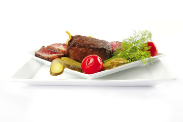 meat on plates