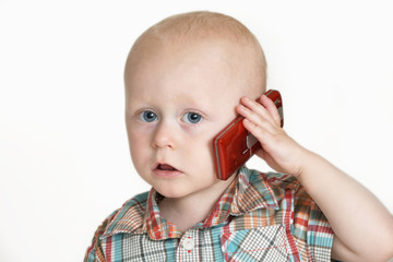toddler on the phone