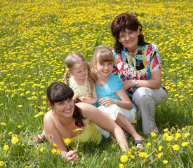 Fototapeta premium Grandmother with daughter in outdoor.