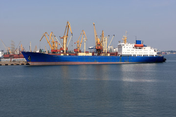 Fototapeta premium Old vessel in port of Odessa