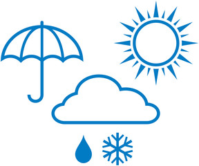 Fototapeta premium Weather report icons – sunny, cloudy, rainy weather