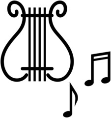Lyre and musical notes &ndash; Vector illustration