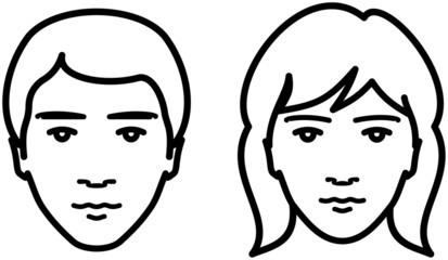 Human faces – male and female. – Vector illustration