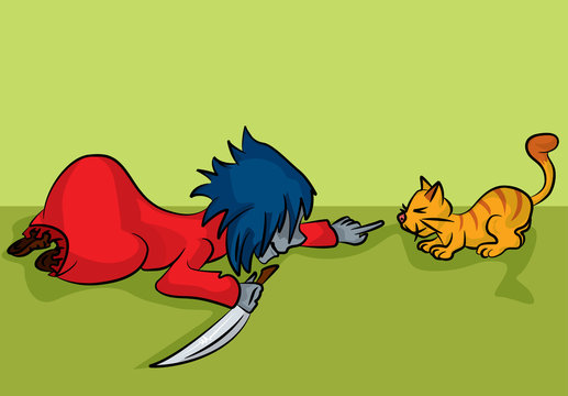 crazy emo girl with kitty