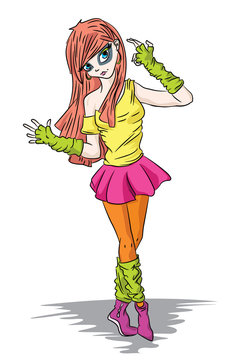 cartoon funky emo girl