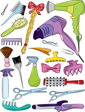 set of hairdresser accessories
