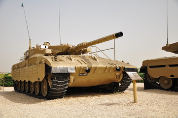 Merkava MK-2, Israeli battle tank  in latrun museum.  Central Israel.   