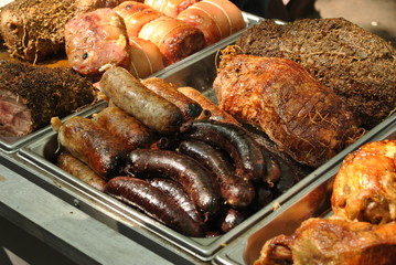 sausages in  a french market