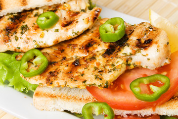 Grilled chicken with green pepper