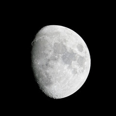 Close-up of the waxing gibbous moon (84% of full)