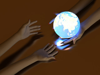 Hand and Luminous globe