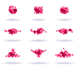 Set of nine red symbols, vector illustration