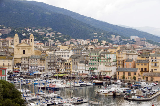 old port Bastia Corsica France with St. John the Baptist church