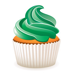 vector cupcake with green cream