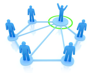 Leader is managing his work team. Network concept.