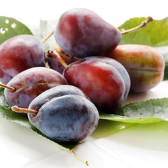 Plums on a white background