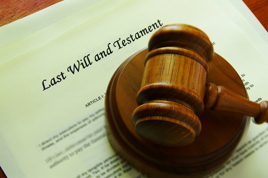 Legal gavel on a will (legal documents)