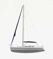Sailing boat on white background
