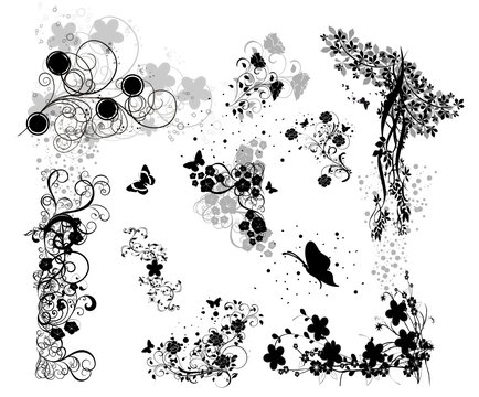 multi florals noirs