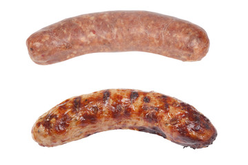 cooked and raw sausage