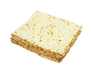 Several matzo crackers on a white background
