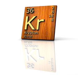 Krypton form Periodic Table of Elements - wood board