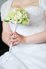 Obraz na płótnie Canvas wedding dress and bouquet