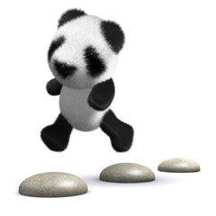 3d Teddy jumps over the stepping stones © Steve Young