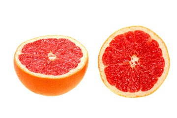 Fototapeta na wymiar Two cross section of grapefruit