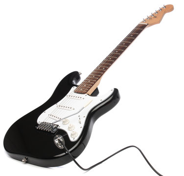 Electric guitar isolated on white. Beautiful instrument