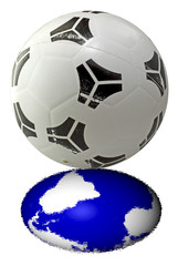 Football with world reflection