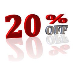 3D Symbol from discount percentage with reflection