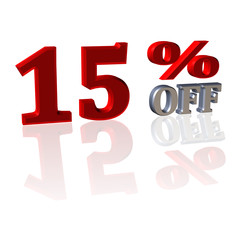 3D Symbol from discount percentage with reflection