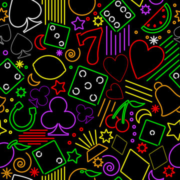 Seamless neon gambling background
