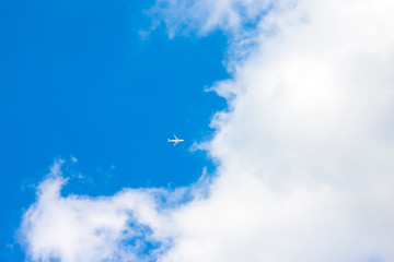 青空と白い雲と飛行機