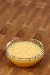 egg beaten in a fancy glass bowl