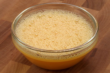 egg beaten in a fancy glass bowl