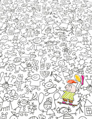 Childhood - doodles, like kids drawing styled