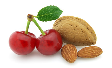 Dried almonds with fresh cherry