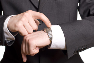 men's hand with a watch.