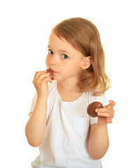 little girl eating chocolate.