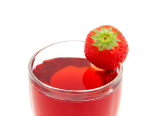 strawberry drink over white background